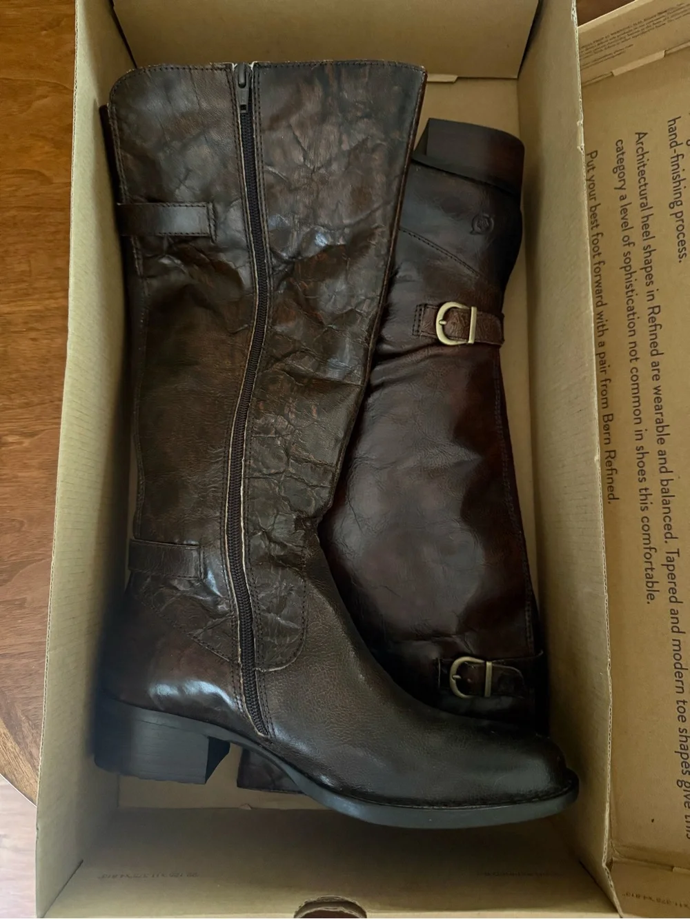 Born Dark Brown Leather Knee-High Riding Boots